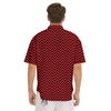 Chevron Black And Red Print Pattern Men's Short Sleeve Shirts-grizzshop