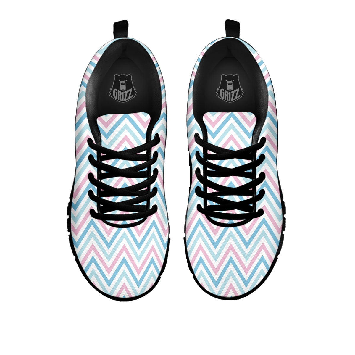 Chevron Blue And Pink Print Pattern Black Sneaker-grizzshop