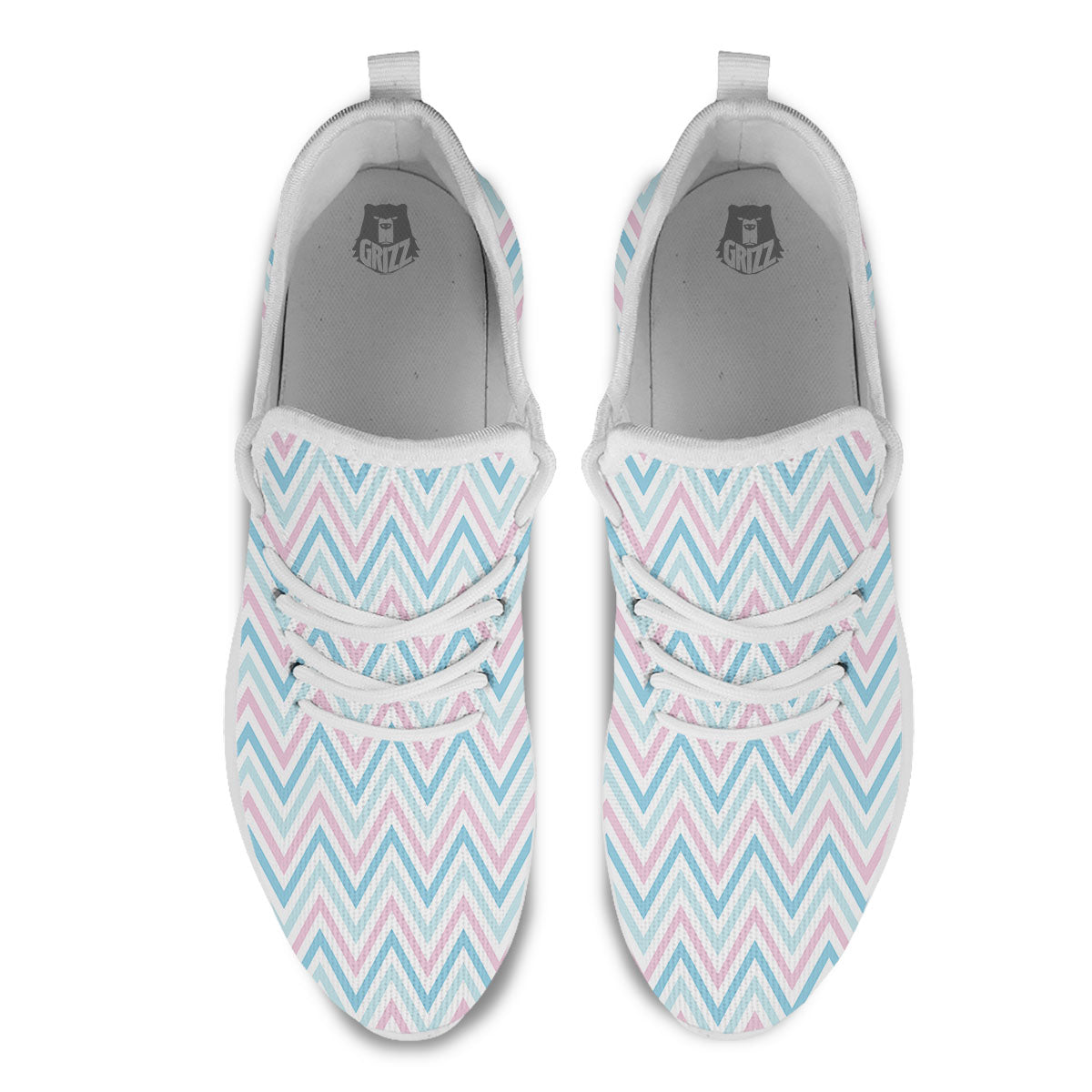 Chevron Blue And Pink Print Pattern White Athletic Shoes-grizzshop