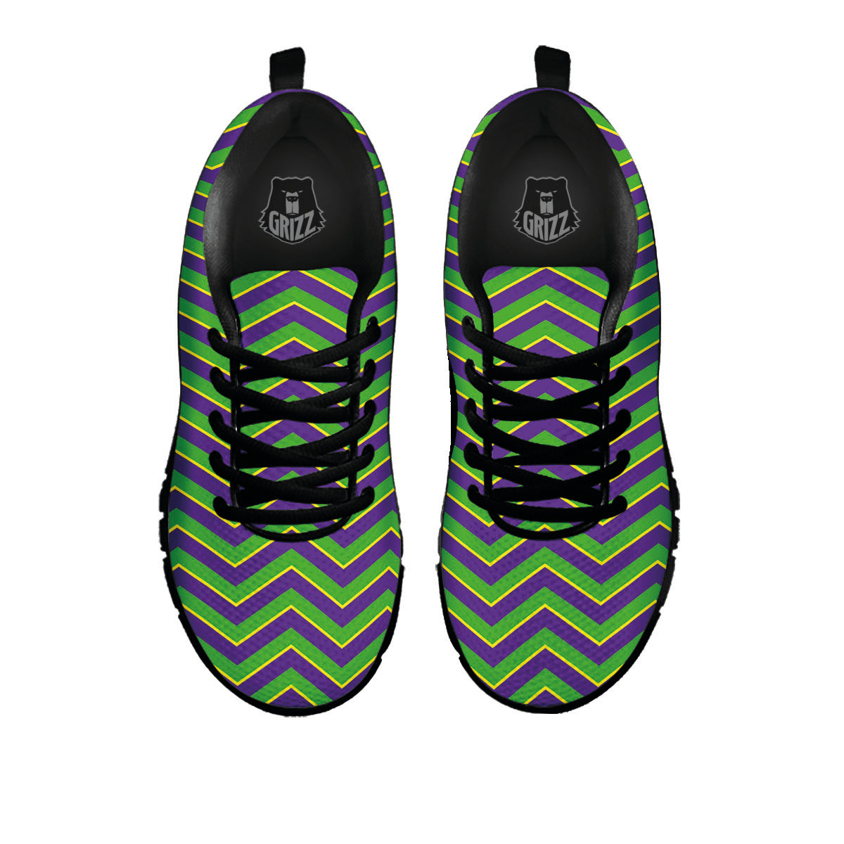 Chevron Mardi Gras Print Pattern Black Sneaker-grizzshop