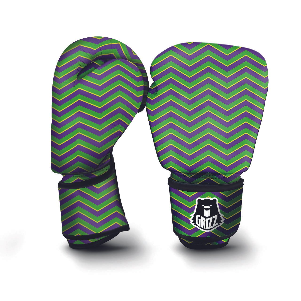 Chevron Mardi Gras Print Pattern Boxing Gloves-grizzshop