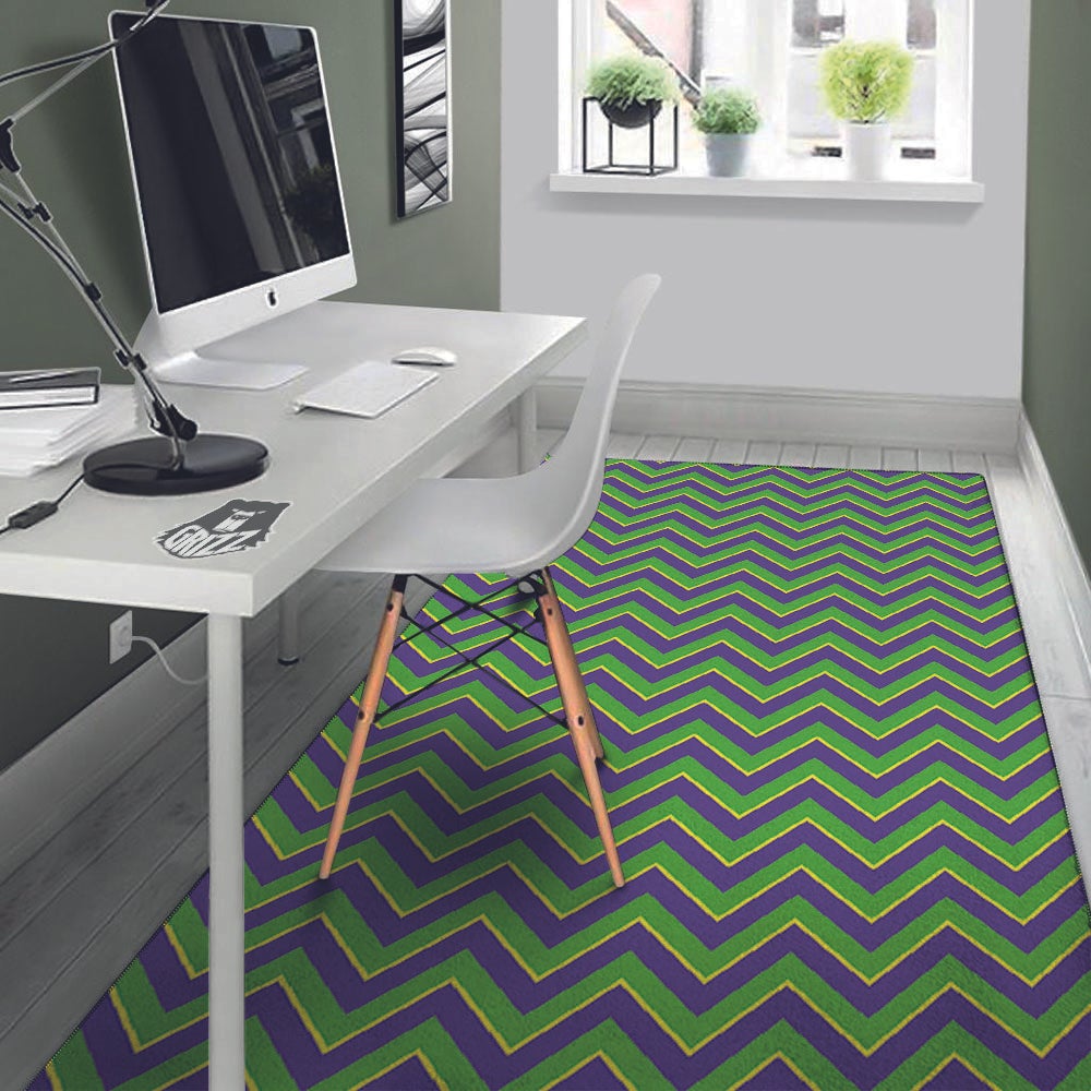 Chevron Mardi Gras Print Pattern Floor Mat-grizzshop