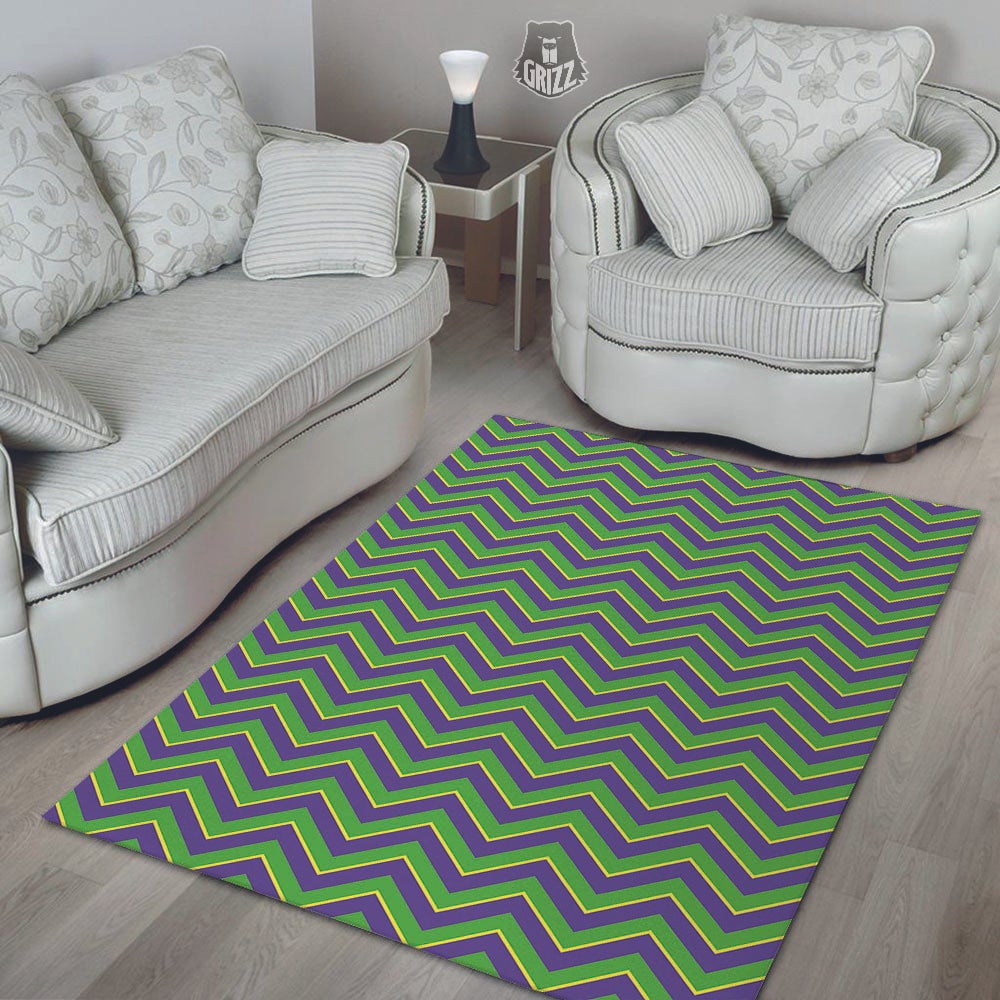 Chevron Mardi Gras Print Pattern Floor Mat-grizzshop