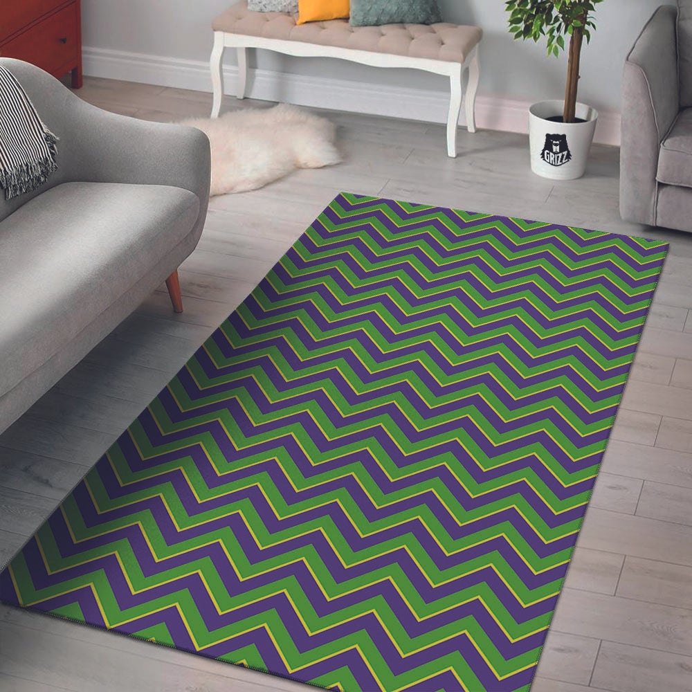 Chevron Mardi Gras Print Pattern Floor Mat-grizzshop
