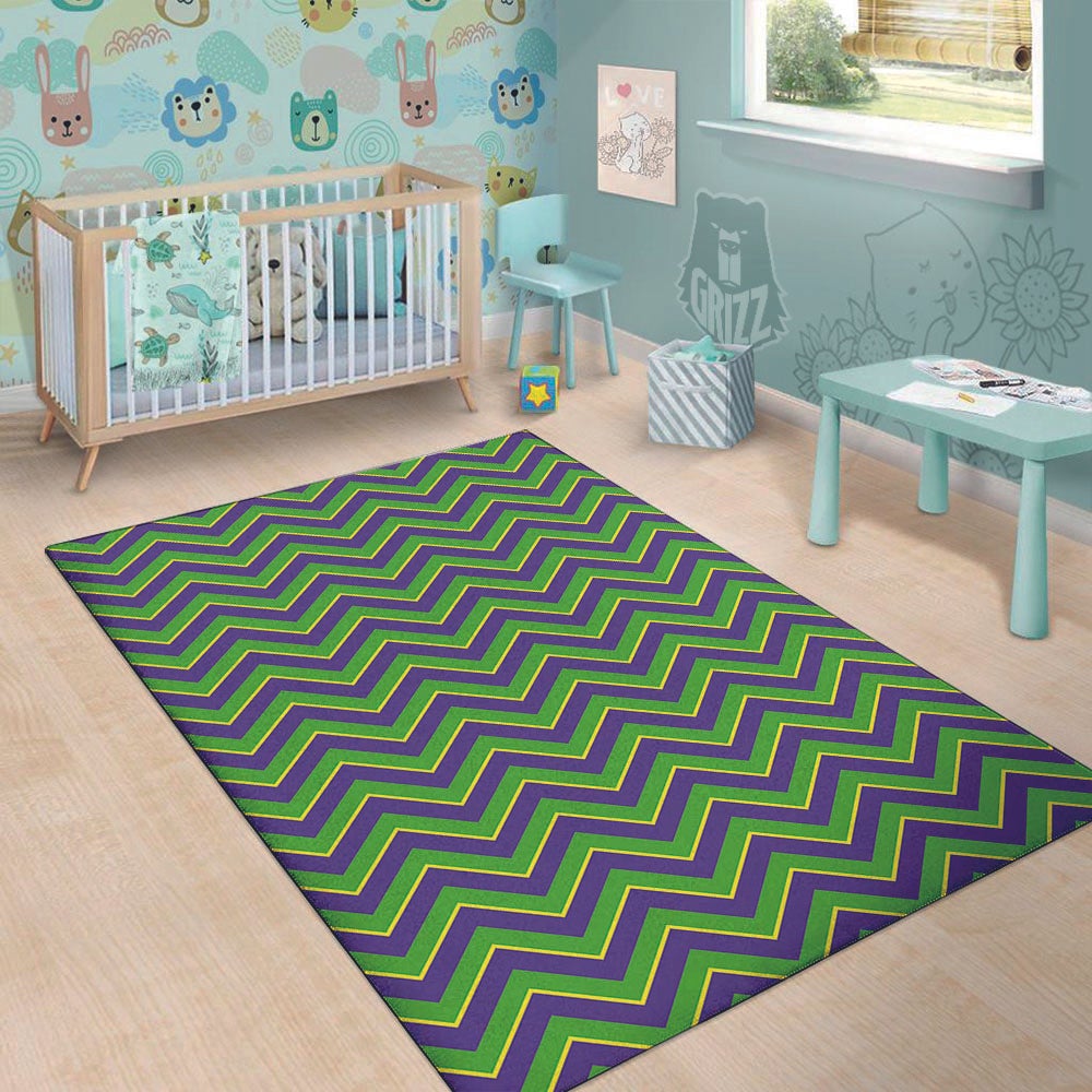 Chevron Mardi Gras Print Pattern Floor Mat-grizzshop