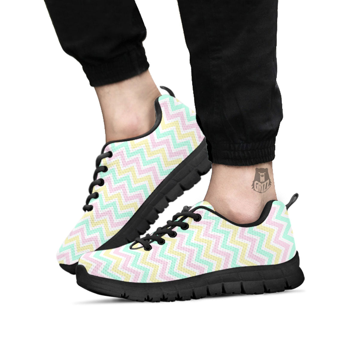 Chevron Pastel Print Pattern Black Sneaker-grizzshop