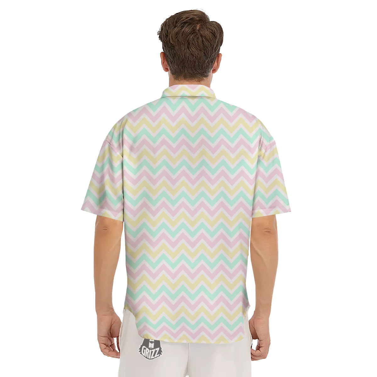 Chevron Pastel Print Pattern Men's Short Sleeve Shirts-grizzshop