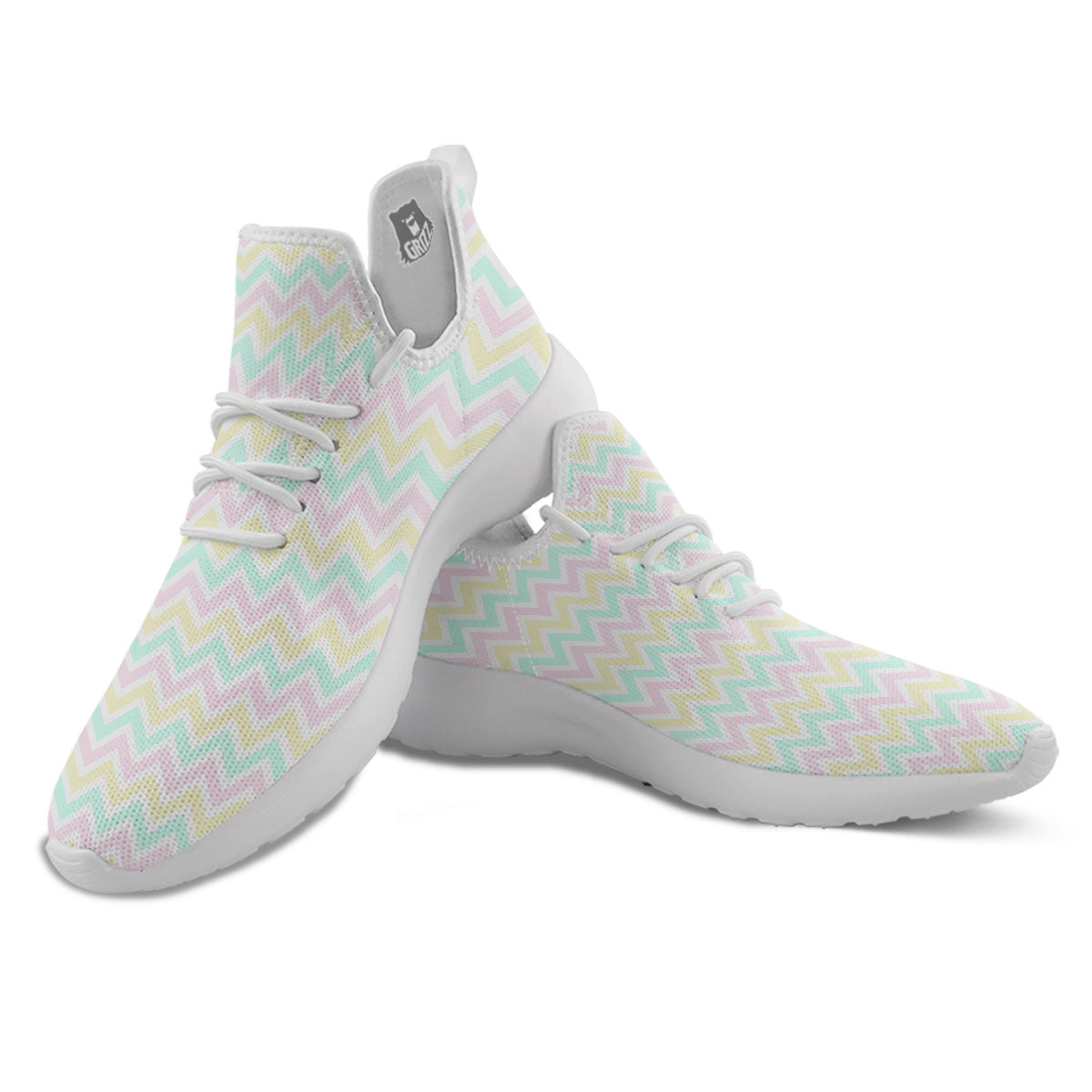 Chevron Pastel Print Pattern White Athletic Shoes-grizzshop