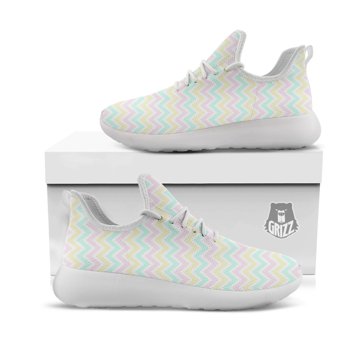 Chevron Pastel Print Pattern White Athletic Shoes-grizzshop