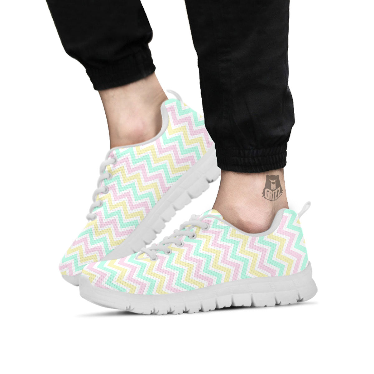 Chevron Pastel Print Pattern White Sneaker-grizzshop
