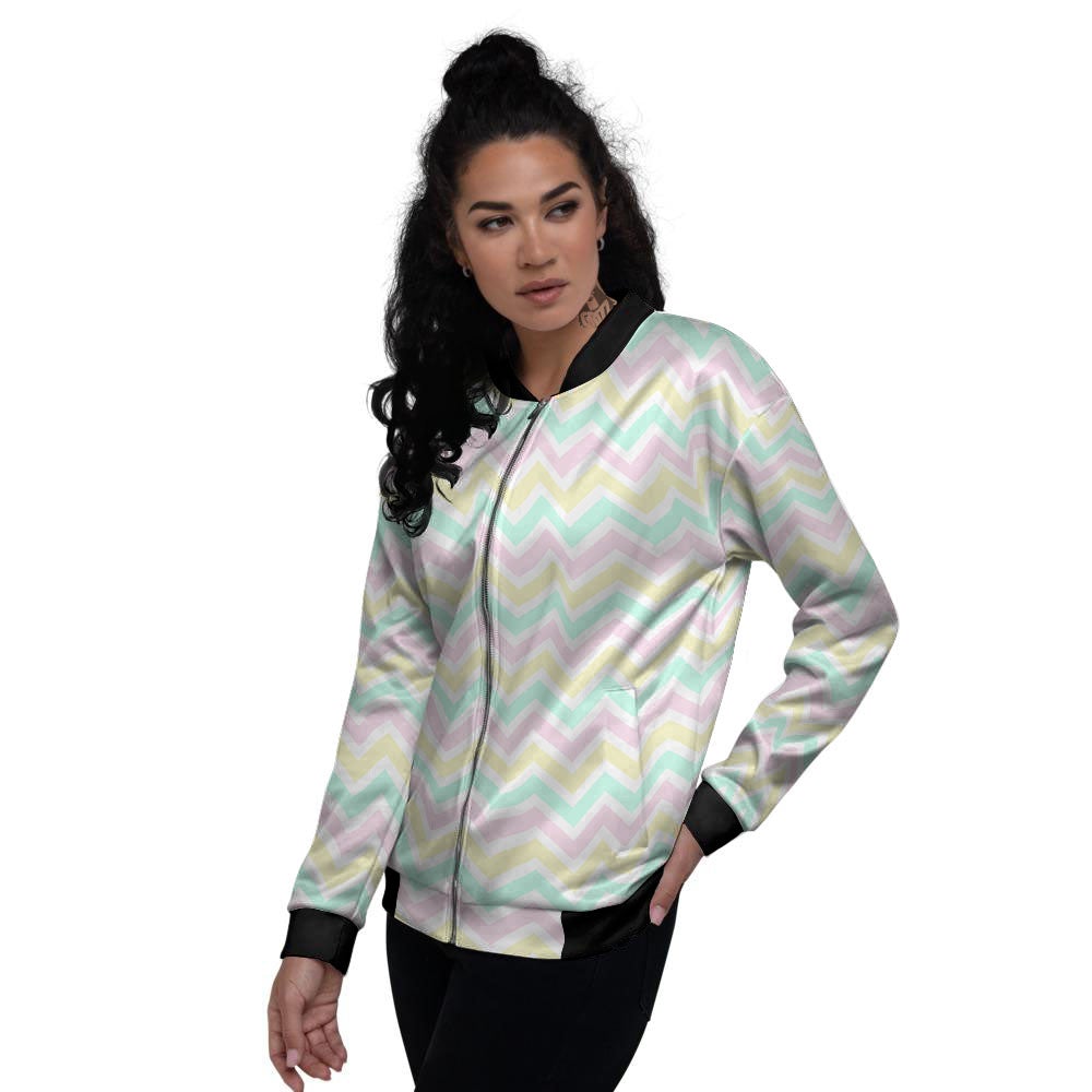 Chevron Pastel Print Pattern Women's Bomber Jacket-grizzshop