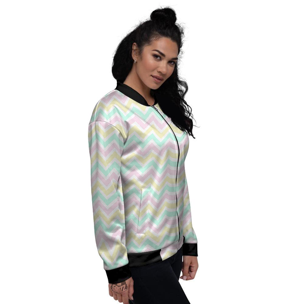 Chevron Pastel Print Pattern Women's Bomber Jacket-grizzshop