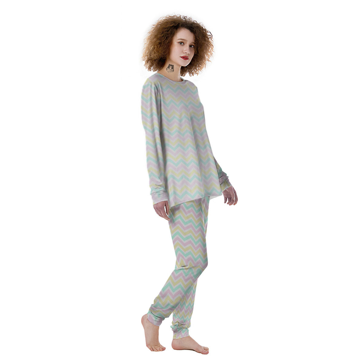 Chevron Pastel Print Pattern Women's Pajamas-grizzshop