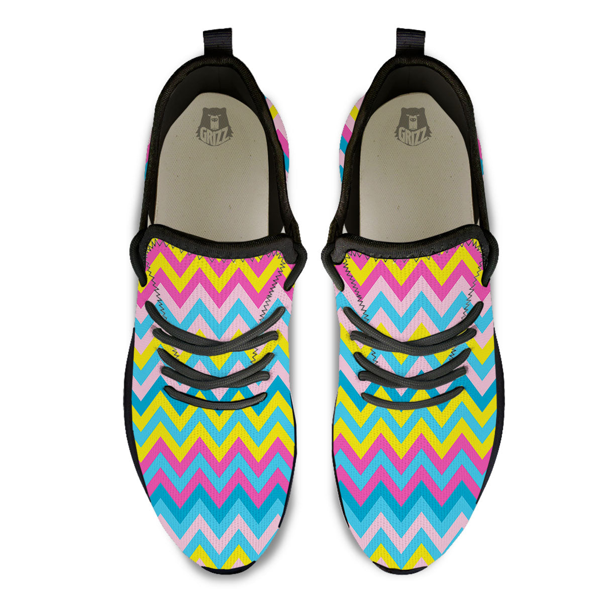 Chevron Rainbow Print Pattern Black Athletic Shoes-grizzshop