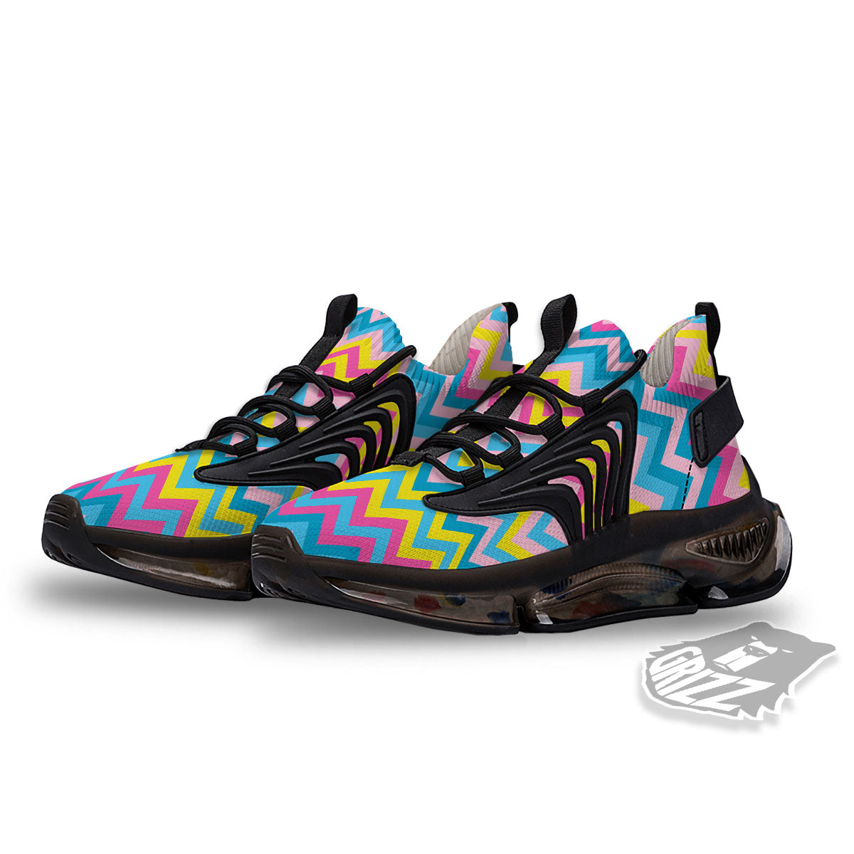 Chevron Rainbow Print Pattern Black Gym Shoes-grizzshop
