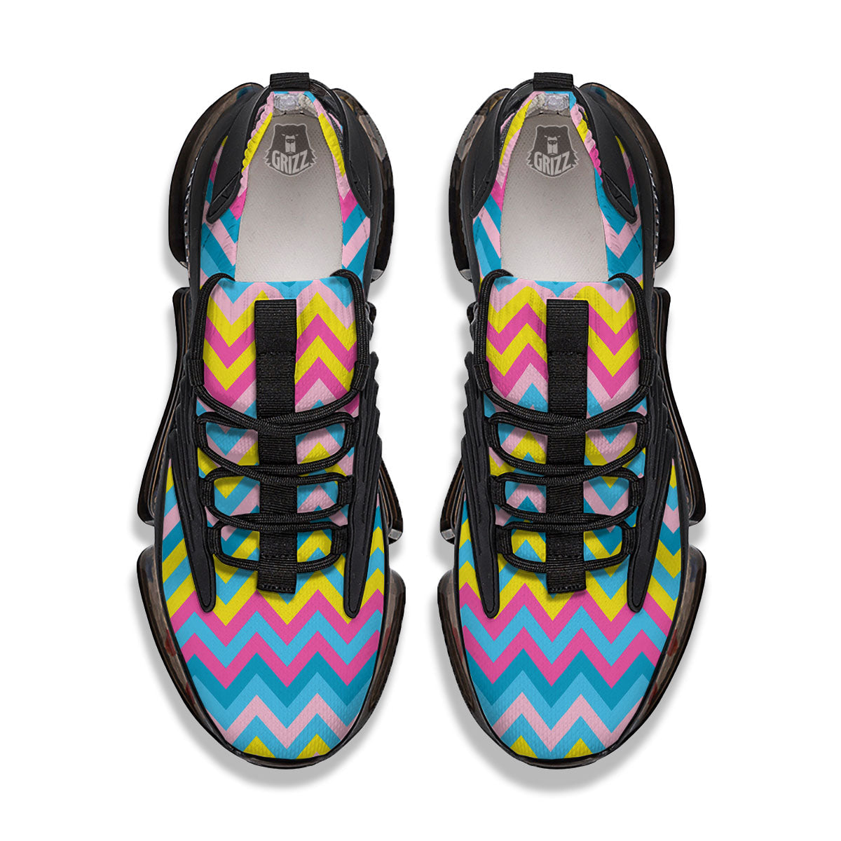 Chevron Rainbow Print Pattern Black Gym Shoes-grizzshop
