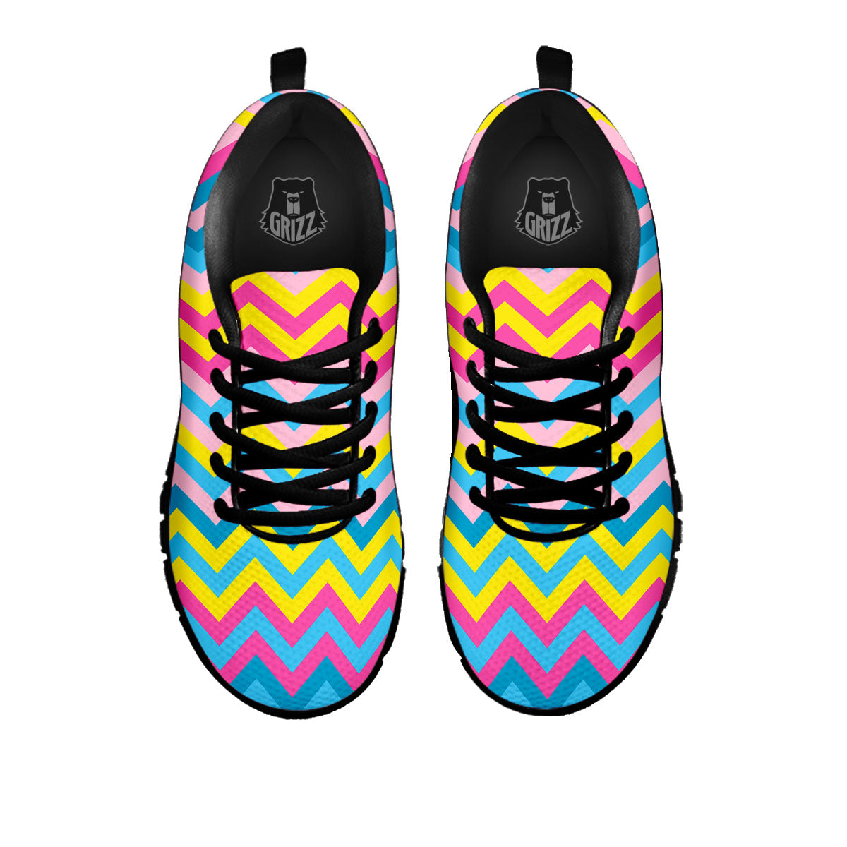 Chevron Rainbow Print Pattern Black Sneaker-grizzshop