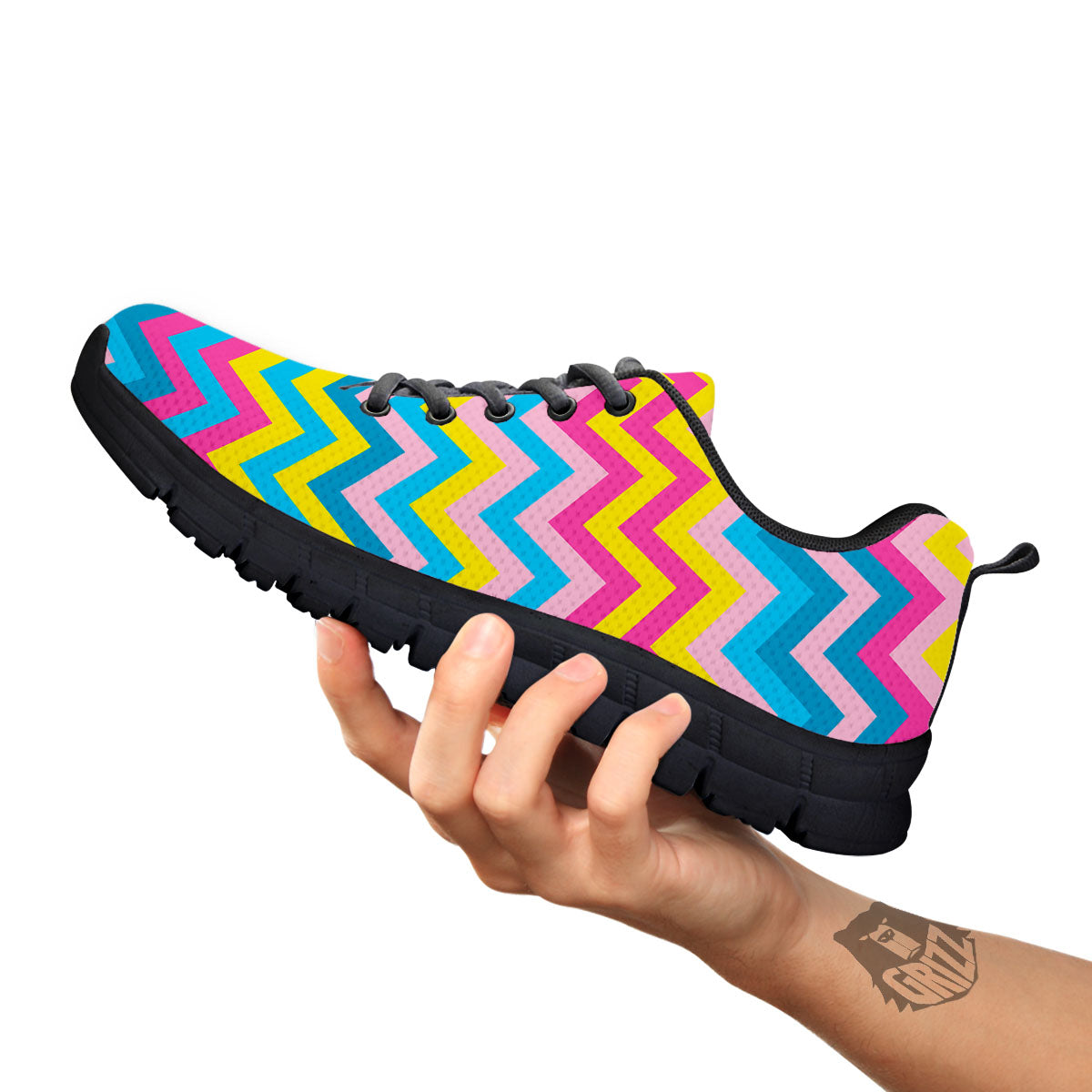 Chevron Rainbow Print Pattern Black Sneaker-grizzshop