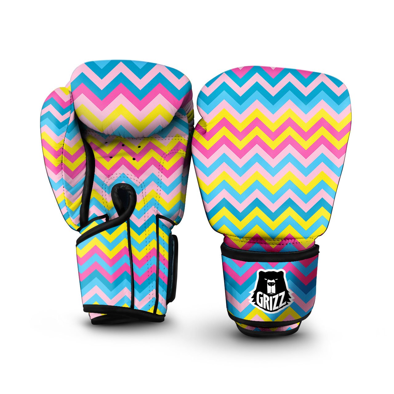 Chevron Rainbow Print Pattern Boxing Gloves-grizzshop
