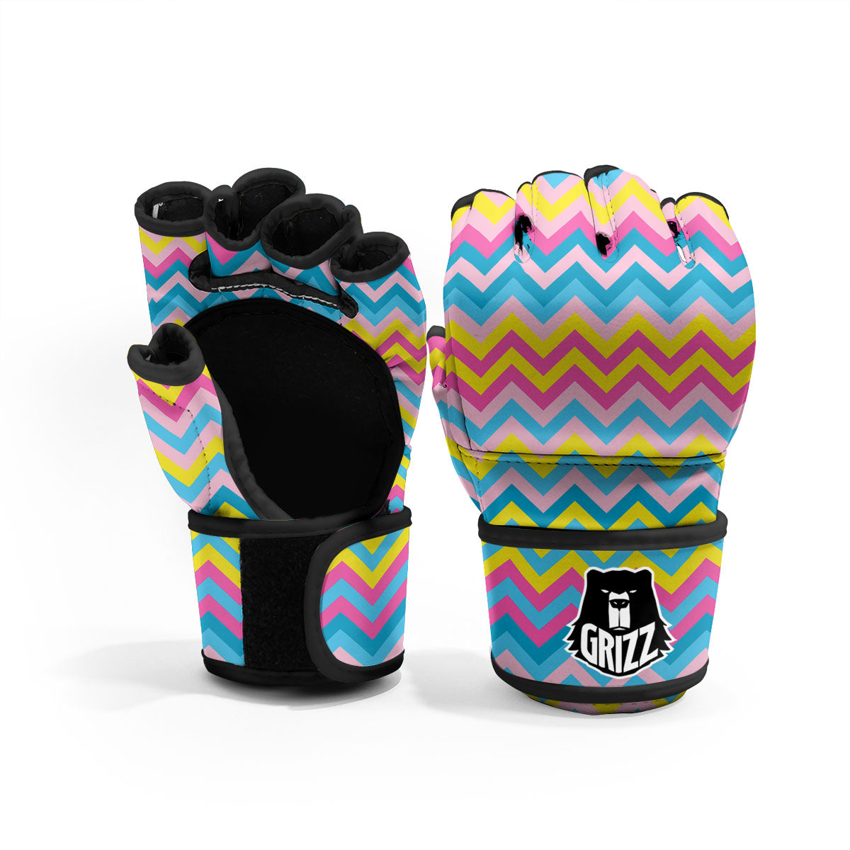 Chevron Rainbow Print Pattern MMA Gloves-grizzshop
