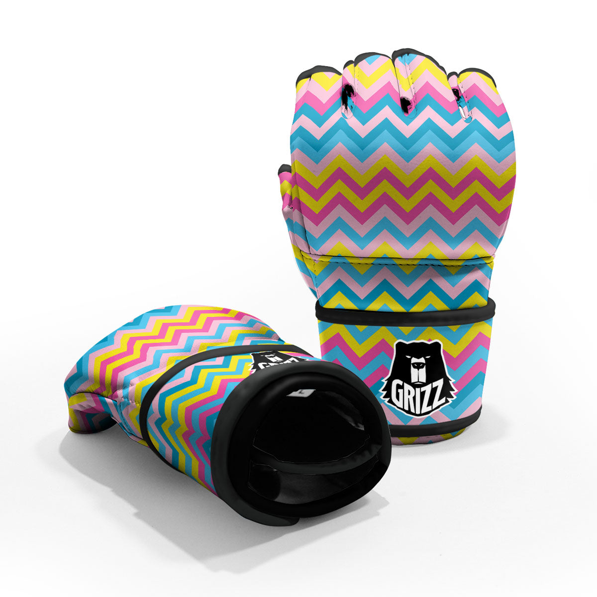 Chevron Rainbow Print Pattern MMA Gloves-grizzshop