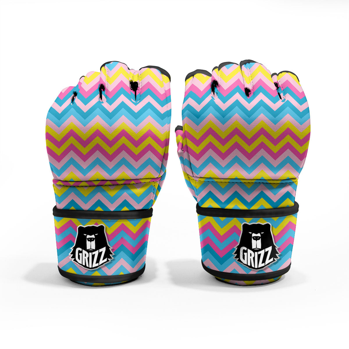 Chevron Rainbow Print Pattern MMA Gloves-grizzshop