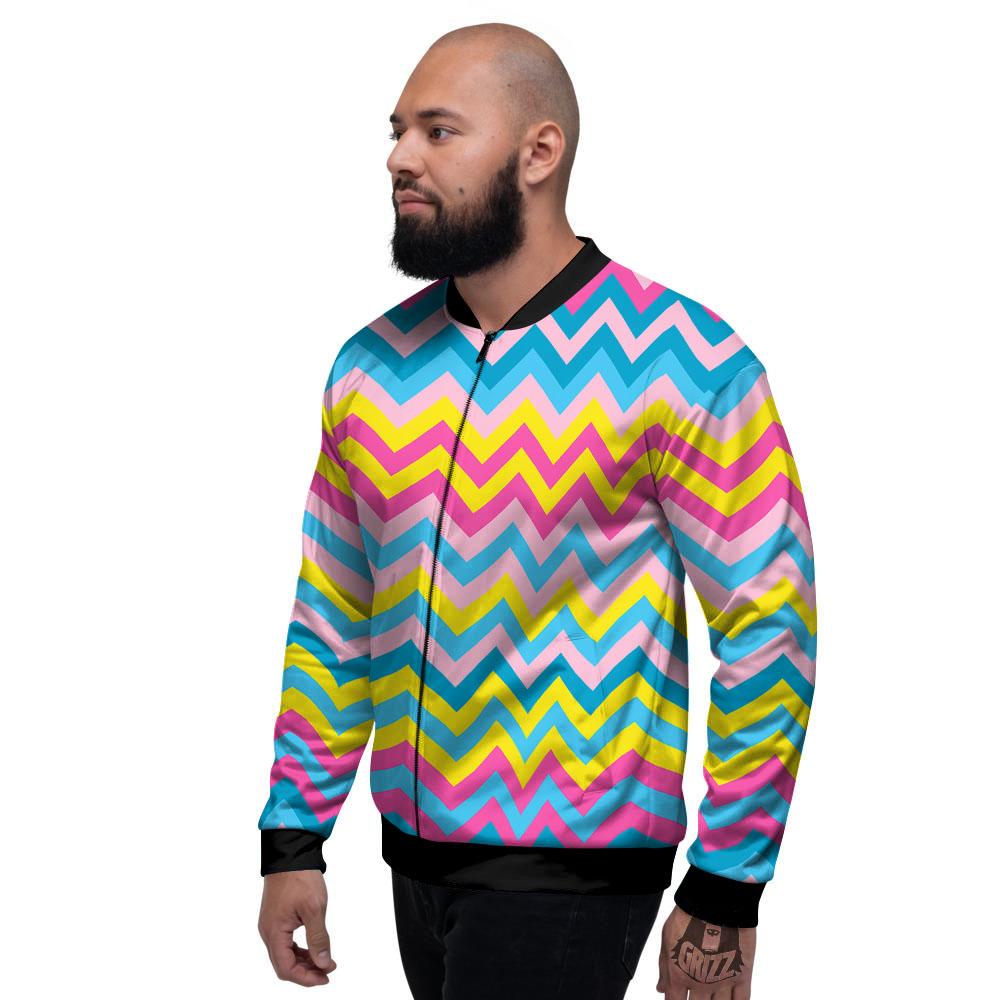 Chevron Rainbow Print Pattern Men's Bomber Jacket-grizzshop