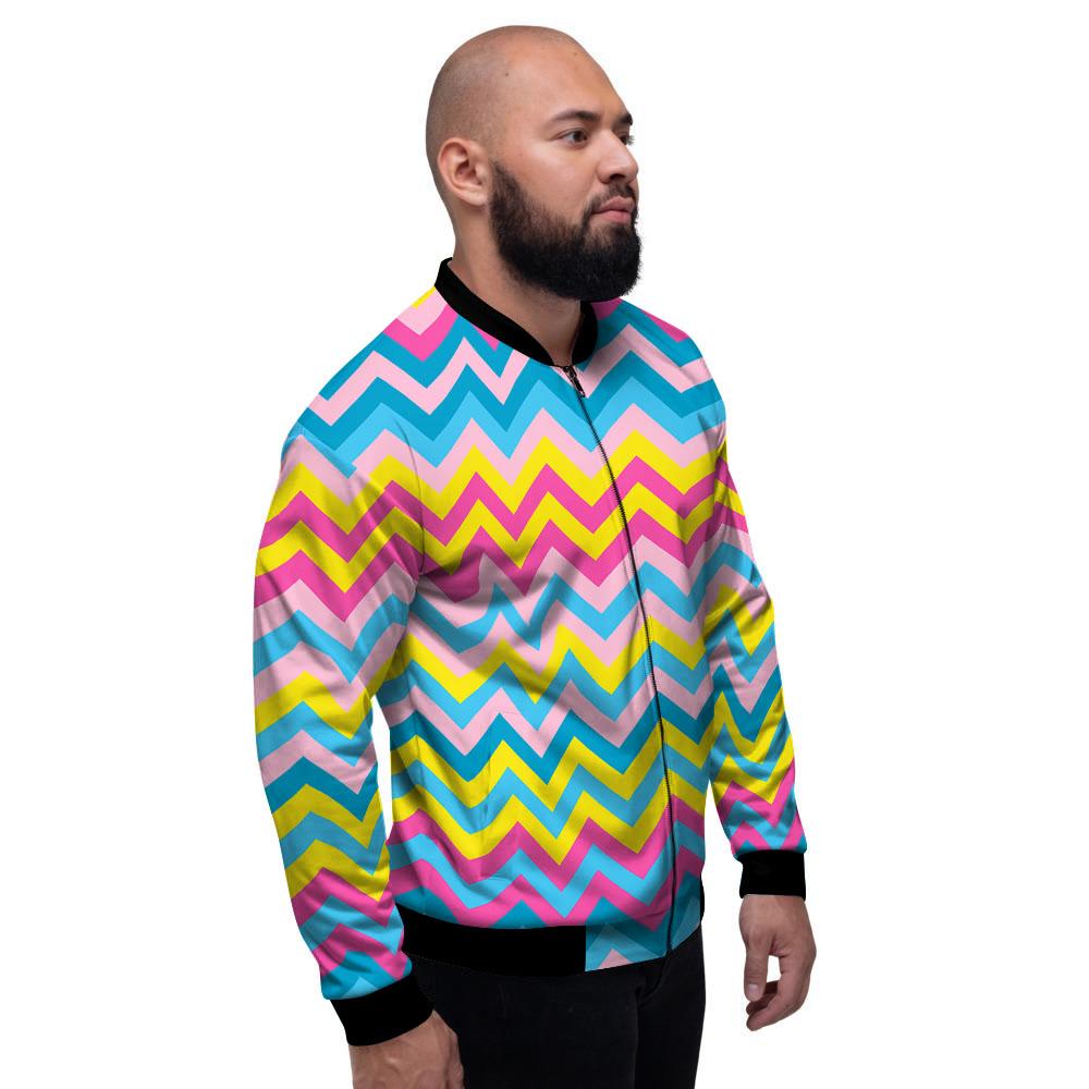 Chevron Rainbow Print Pattern Men's Bomber Jacket-grizzshop