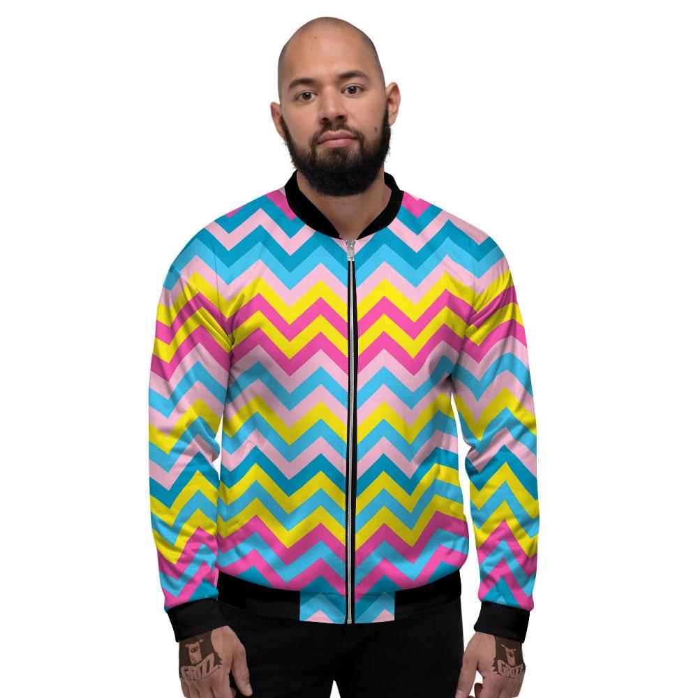 Chevron Rainbow Print Pattern Men's Bomber Jacket-grizzshop