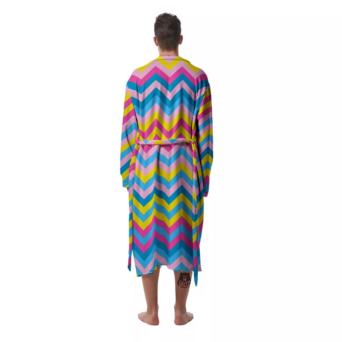 Chevron Rainbow Print Pattern Men's Robe-grizzshop