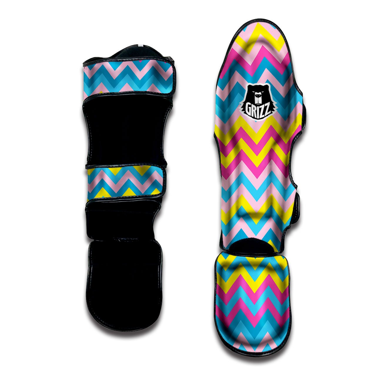 Chevron Rainbow Print Pattern Muay Thai Shin Guards-grizzshop