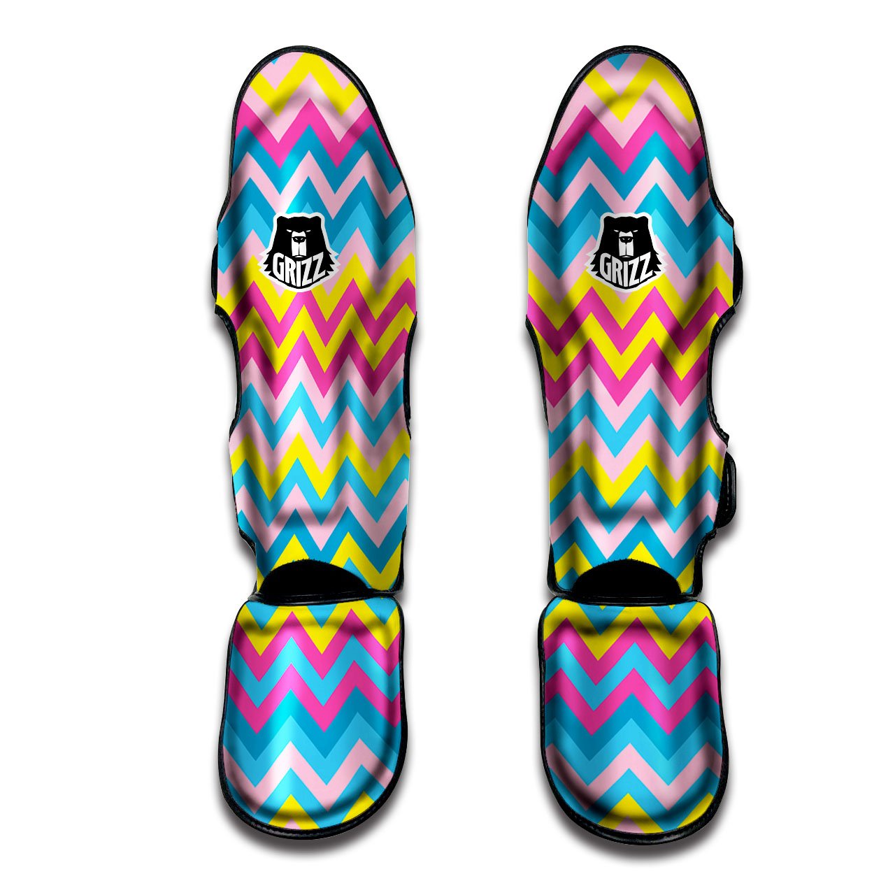 Chevron Rainbow Print Pattern Muay Thai Shin Guards-grizzshop