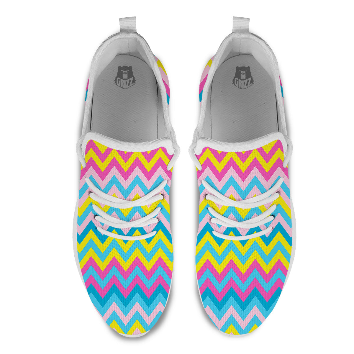 Chevron Rainbow Print Pattern White Athletic Shoes-grizzshop