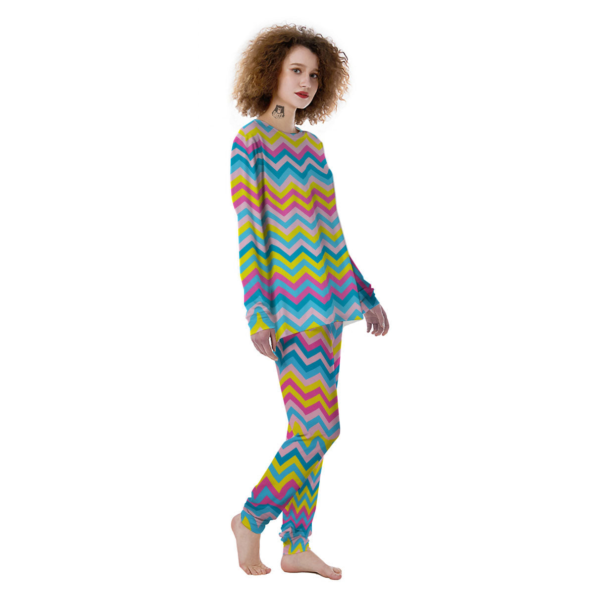 Chevron Rainbow Print Pattern Women's Pajamas-grizzshop