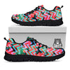 Chevron Red Hibiscus Print Pattern Black Sneaker-grizzshop