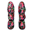 Chevron Red Hibiscus Print Pattern Muay Thai Shin Guards-grizzshop