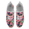 Chevron Red Hibiscus Print Pattern White Athletic Shoes-grizzshop