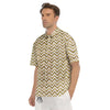 Chevron White And Gold Print Pattern Men's Short Sleeve Shirts-grizzshop