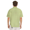 Chevron White And Green Print Pattern Men's Short Sleeve Shirts-grizzshop