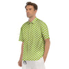 Chevron White And Lime Green Print Men's Short Sleeve Shirts-grizzshop