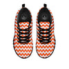 Chevron White And Orange Print Pattern Black Sneaker-grizzshop