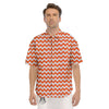 Chevron White And Orange Print Pattern Men's Short Sleeve Shirts-grizzshop