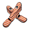 Chevron White And Orange Print Pattern Muay Thai Shin Guards-grizzshop