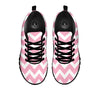 Chevron White And Pink Print Pattern Black Sneaker-grizzshop