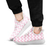 Chevron White And Pink Print Pattern White Athletic Shoes-grizzshop