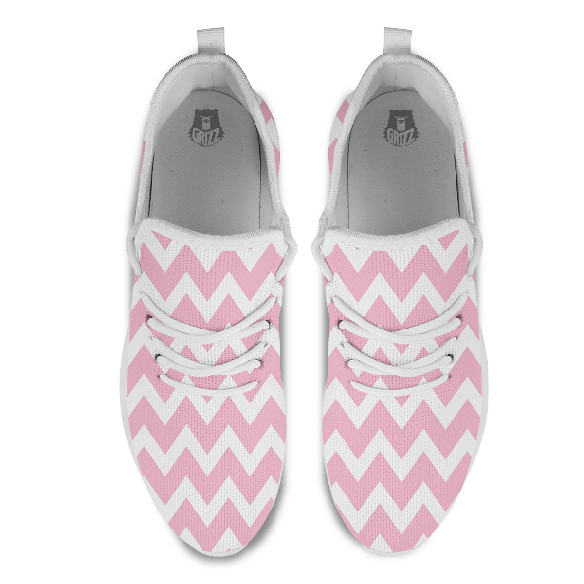 Chevron White And Pink Print Pattern White Athletic Shoes-grizzshop