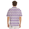 Chevron White And Purple Print Pattern Men's Short Sleeve Shirts-grizzshop