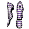 Chevron White And Purple Print Pattern Muay Thai Shin Guards-grizzshop