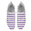 Chevron White And Purple Print Pattern White Athletic Shoes-grizzshop