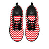 Chevron White And Red Print Pattern Black Sneaker-grizzshop